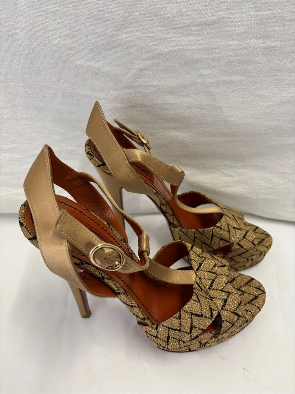 Missoni Chevron Open Toe Platform Heels